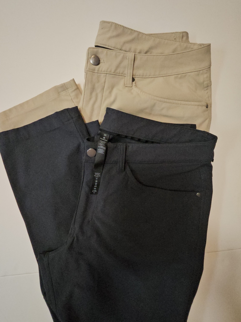 Lululemon ABC Pant 5-Pocket Bundle 33x32 Dark Grey Obsidian & Trench Beige Set 2 - Picture 3 of 17